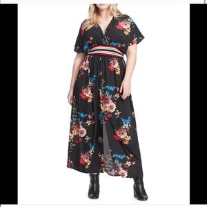22 3X CITY CHIC Avery black floral bird maxi dress